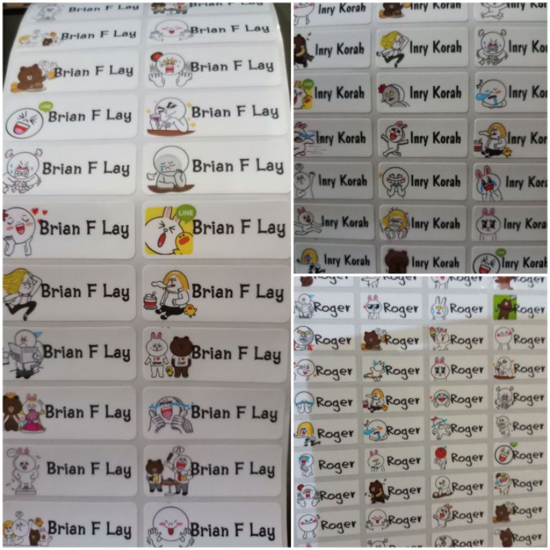 

cutelabel sticker nama tahan air antisobek.motif line