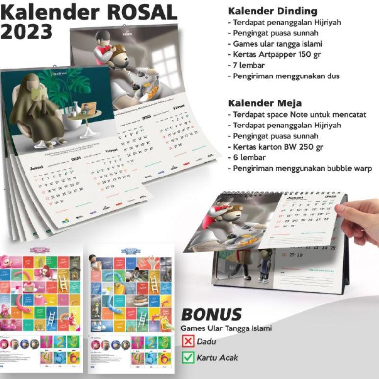 

(D-L5L✓) Kalender Dinding dan Meja Islami by Rosal 2023 Masehi/1444 Hijriah kalendar jadwal puasa sunnah ayamul bidh hijriyah super keren