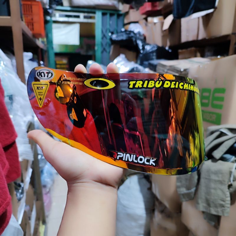 Flat visor kyt r10 /kyt rc7 /kyt k2rider iridium red revo bonus stiker visor