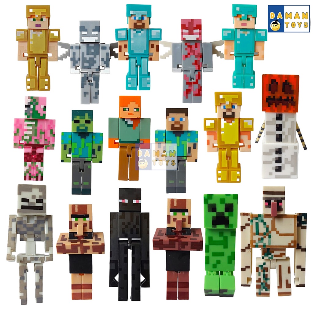 Pajangan Figure Minecraft.Enderman Zombie Alex Steve Miniatur Mine craft minicraft