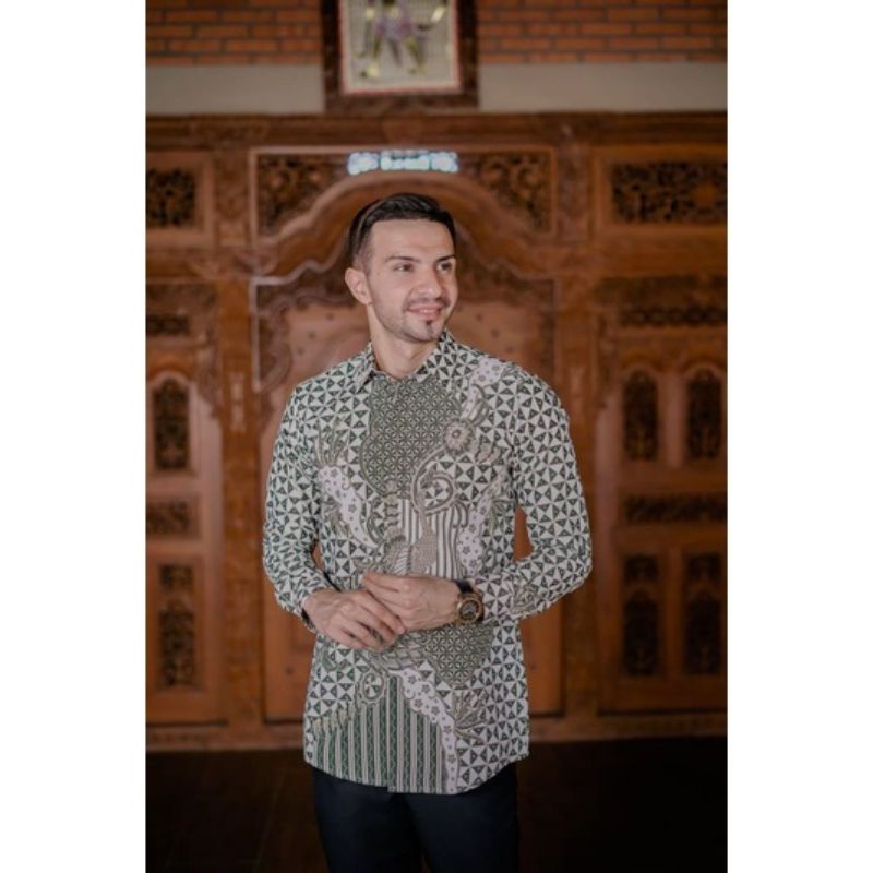 Baju Kemeja Batik Pria Lengan Panjang Slim Fit Premium Modern Full Furing