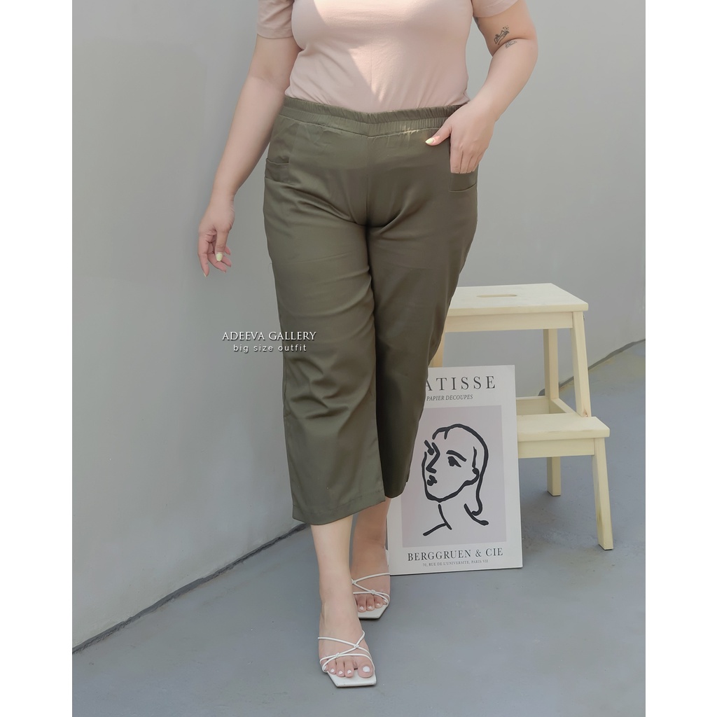 ADEEVA Anya Pants Jumbo Celana 7/8 Korean Wanita Jumbo