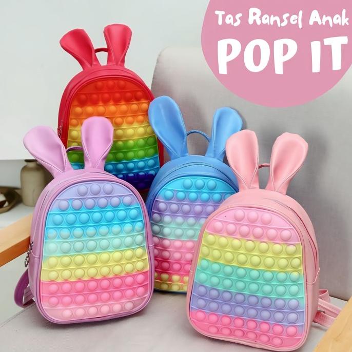 Tas Ransel Anak Pop It - Children's Pop It School Backpack Rabbit Ears
