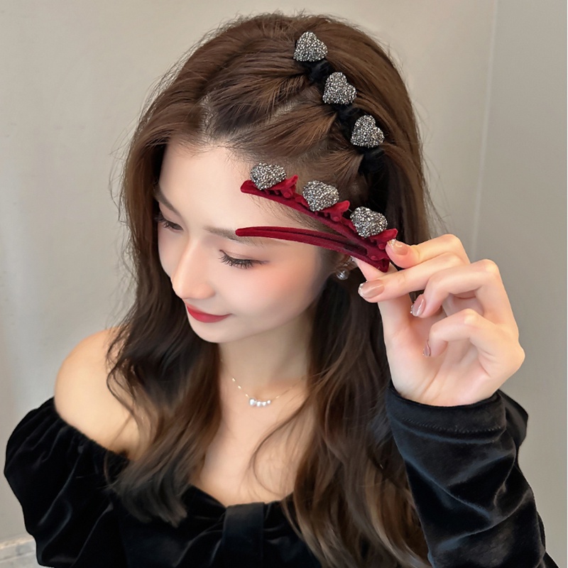Korea Berlian Imitasi Bergigi Bando Kepang Rambut Klip Gadis Jepit Rambut Klip Samping Wanita Aksesoris Rambut
