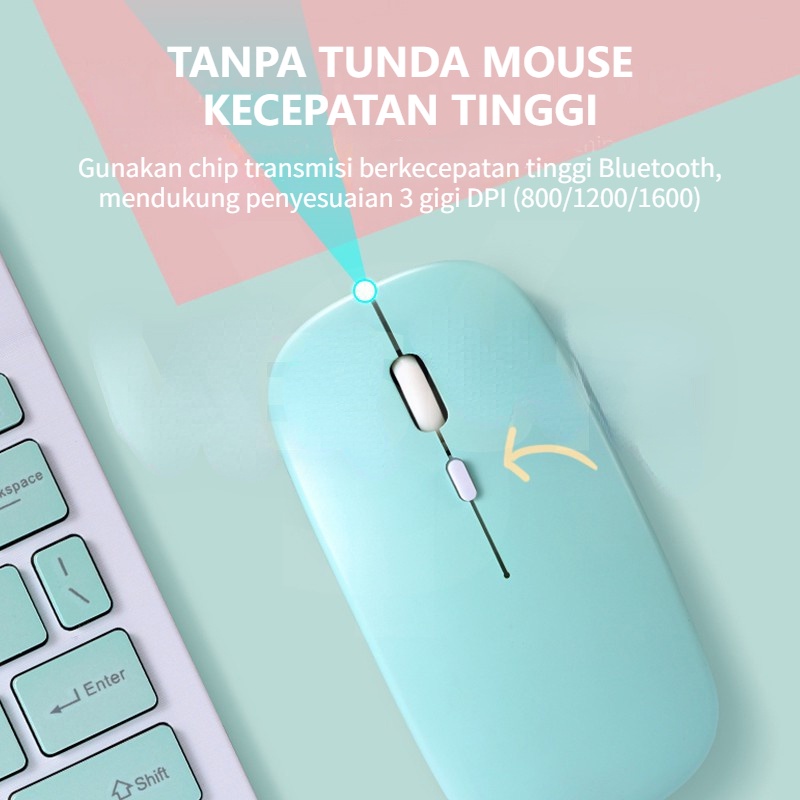 Laptop Apple Bluetooth Nirkabel Mouse, Mouse Charging Mouse Bluetooth Nirkabel 2 plus ultra-thin silent LED Warna Backlight Game Mouse, Mouse Portable Super Tipis Senyap