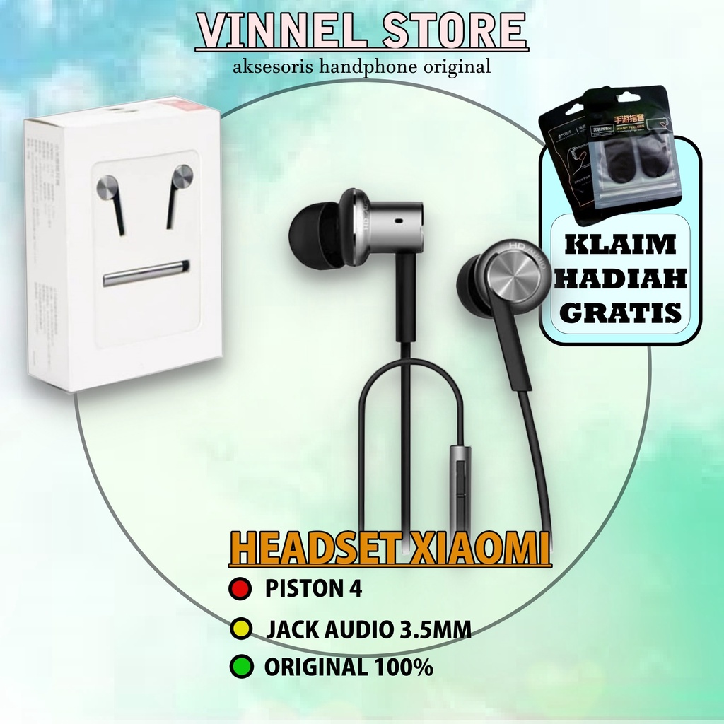 Headset earphone xiaomi  piston 4   handsfree  Stereo Xiaomi  megabass support semua hp