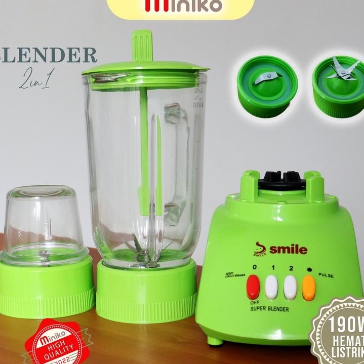 Ready Blender National Smile 2in1 Blender Set Bumbu Daging Jus Es Berbahan Kaca - Blender national -