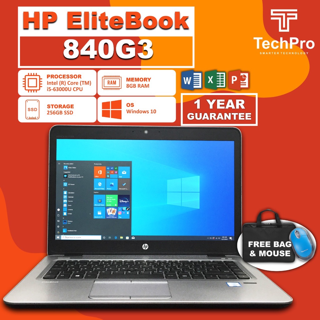 LAPTOP SECOND HP ELITEBOOK 840 G3 I5 GEN 6 RAM 8 SSD 256 GARANSI 1TH