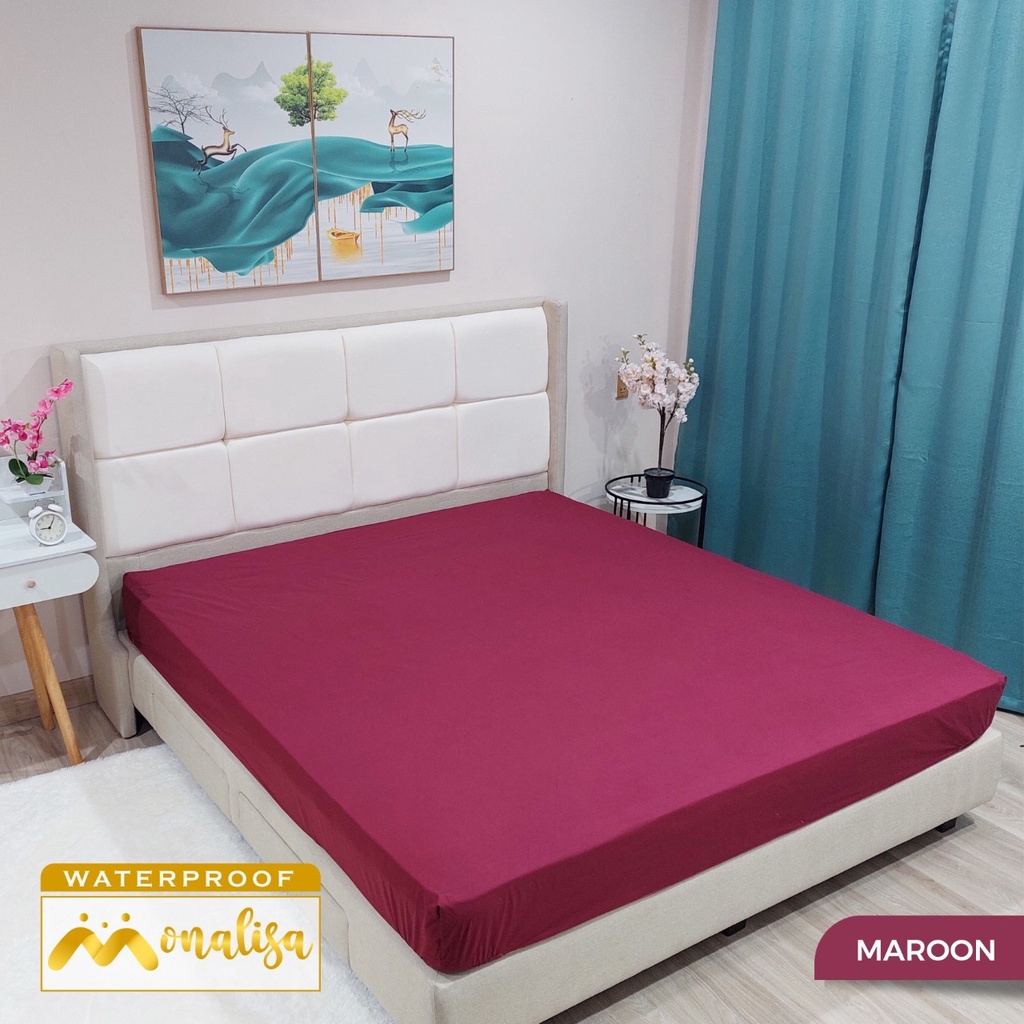 Monalisa Waterproof Sprei Uk 160/180 - Maroon