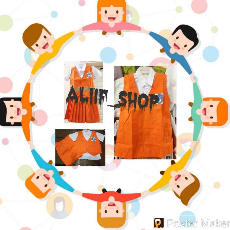 ((L-8-R ♥> Seragam TK nasional pendek orange berkualitas