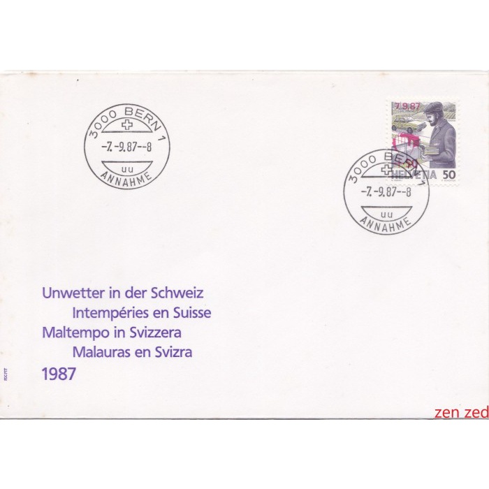 

A612 Prangko Swiss FDC 1987 Postal Transportation 1 Pcs