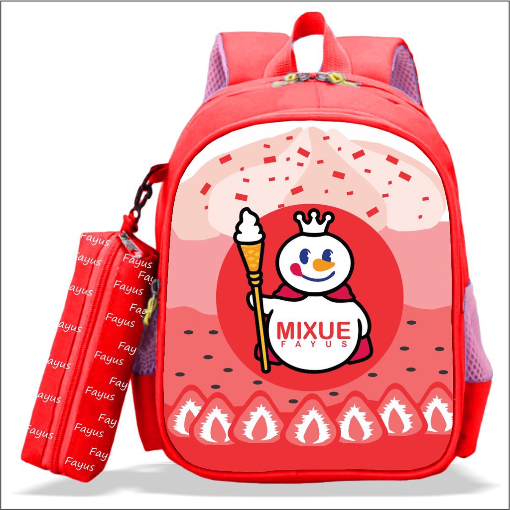 PREMIUM - tas ransel anak sekolah PAUD TK SD LAKI 2in1 PREMIUM VIRAL terbaru 2023 karakter ES KRIM MIXSUE terlaris bisa COD-Merah