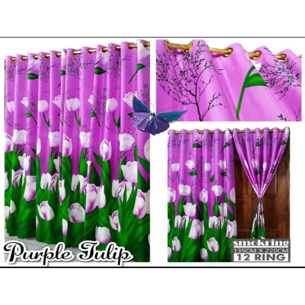 GORDEN SMOKRING MOTIF TULIP UNGU