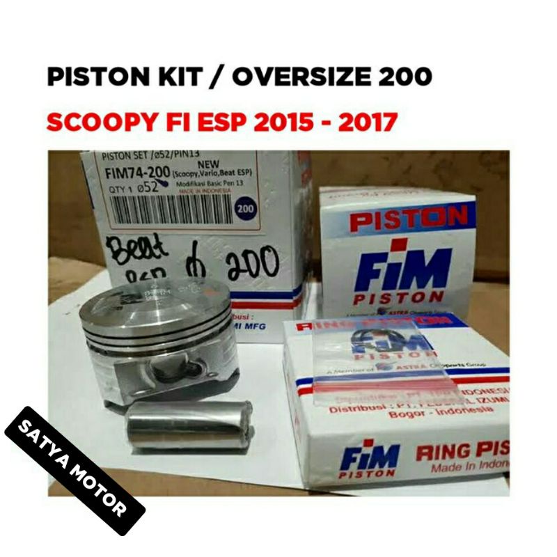 Piston kit Scoopy fi Esp 2015 2016 2017 / Oversize 200 / Seher ring Pen / FIM
