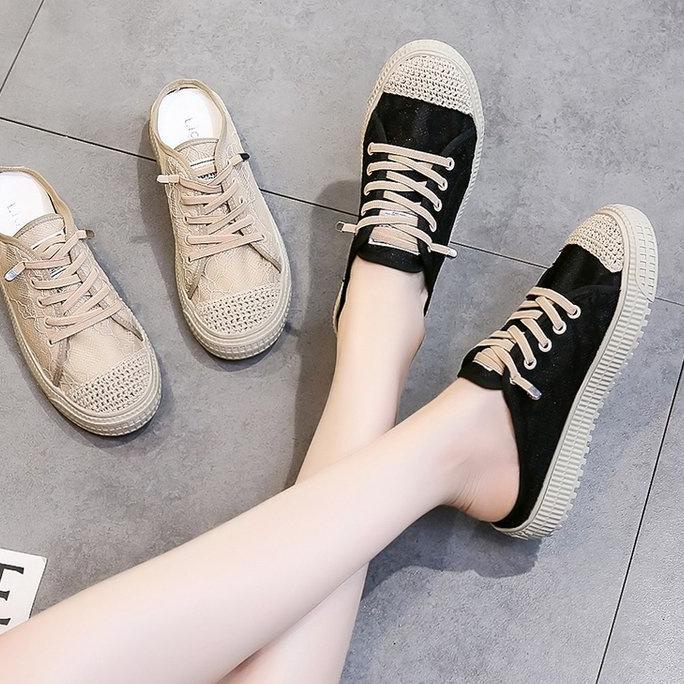 Best Product COD POS Y625 Sepatu Sneakers Selop Wanita Import Kanvas