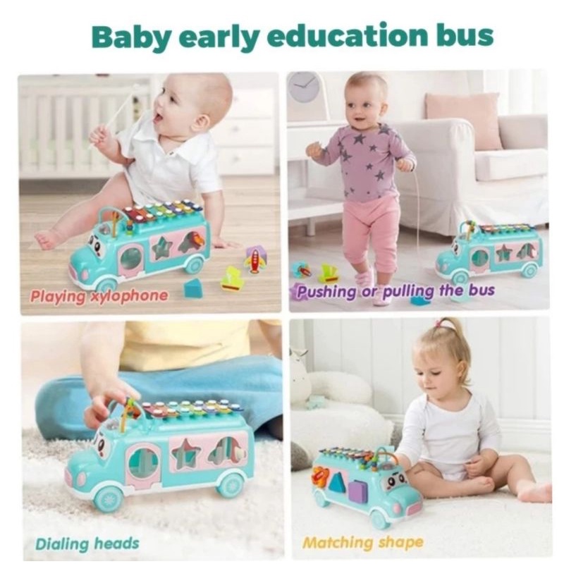 bus mobil anak Xylophone bentuk bus shape puzzle Mainan motorik anak