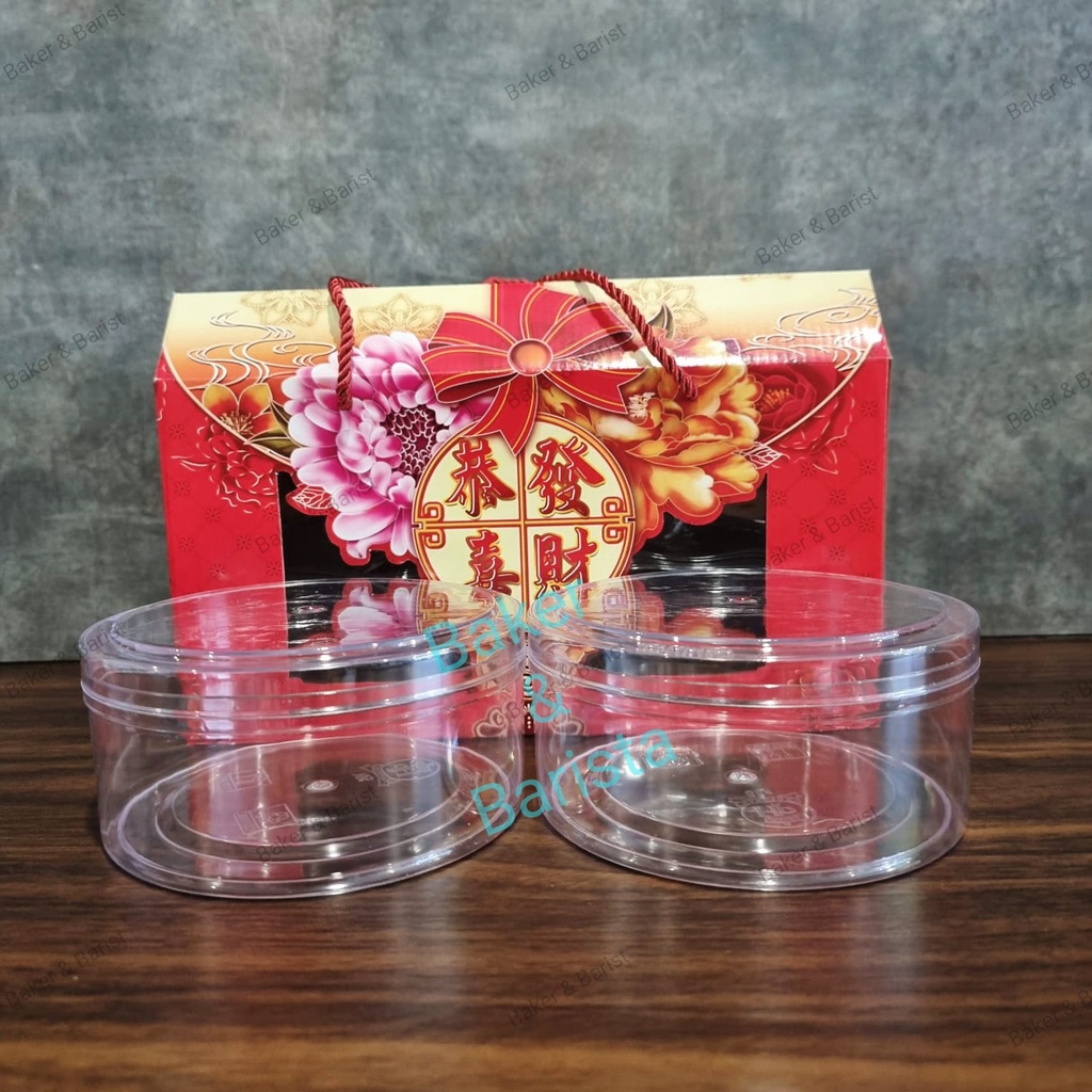 Box Imlek Auriga RED 4 toples 500g bulat / kotak kue kering imlek