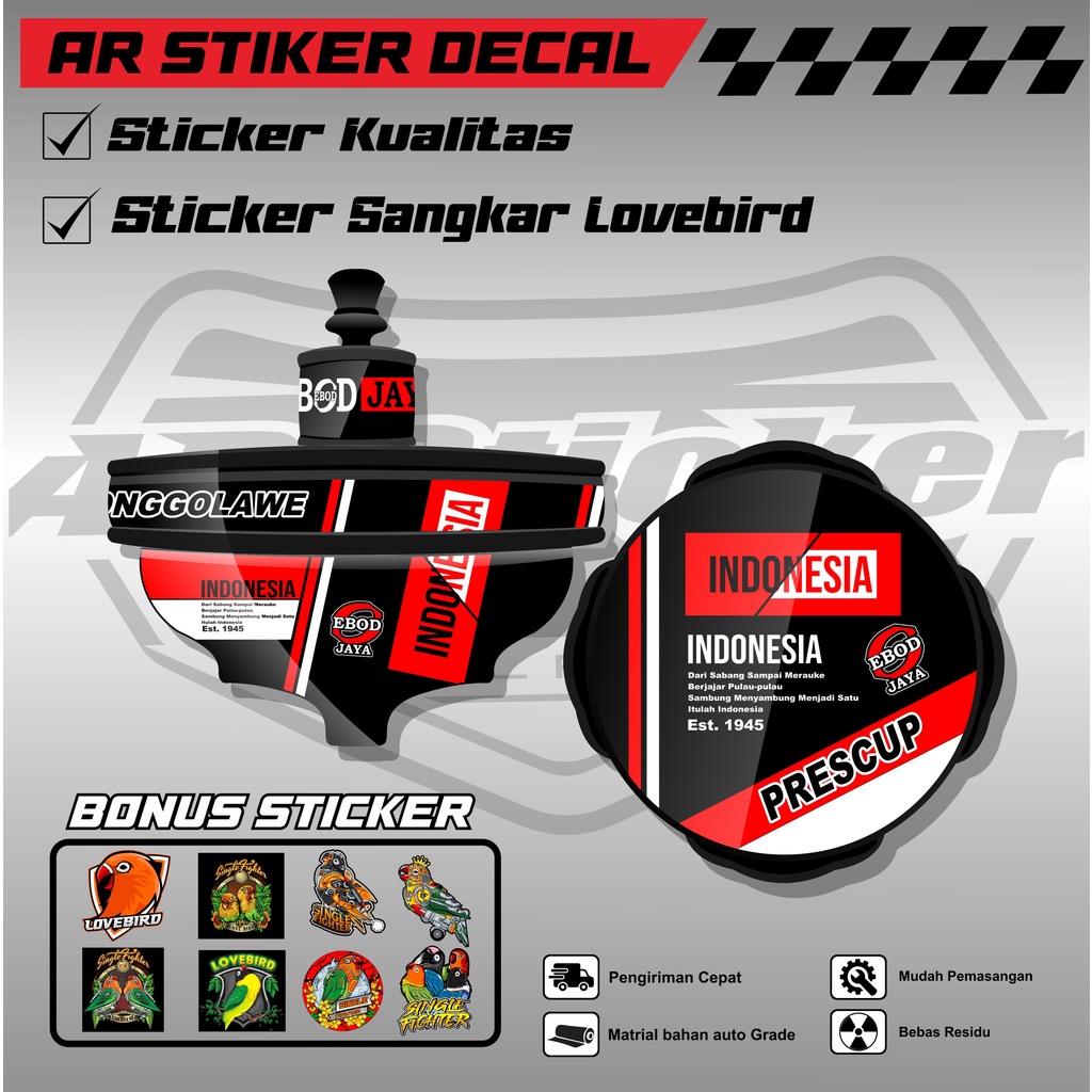 Stiker Tebok Lovebird Motif Ebod Jaya - Sticker Decal Sangkar Burung Love bird Tipe BATMAN AR-004