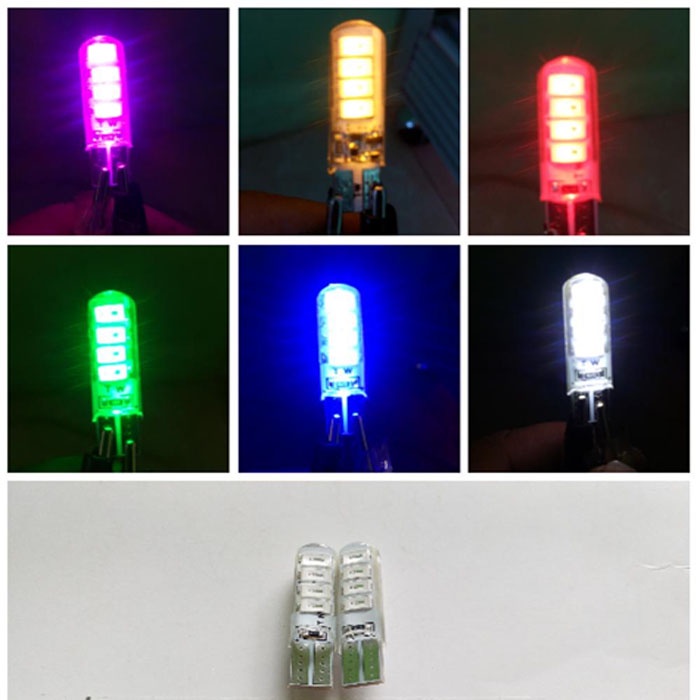 Lampu LED T10 Lampu Sen Lampu Kota RGB Remote Jelly 6 Mata 16 Warna