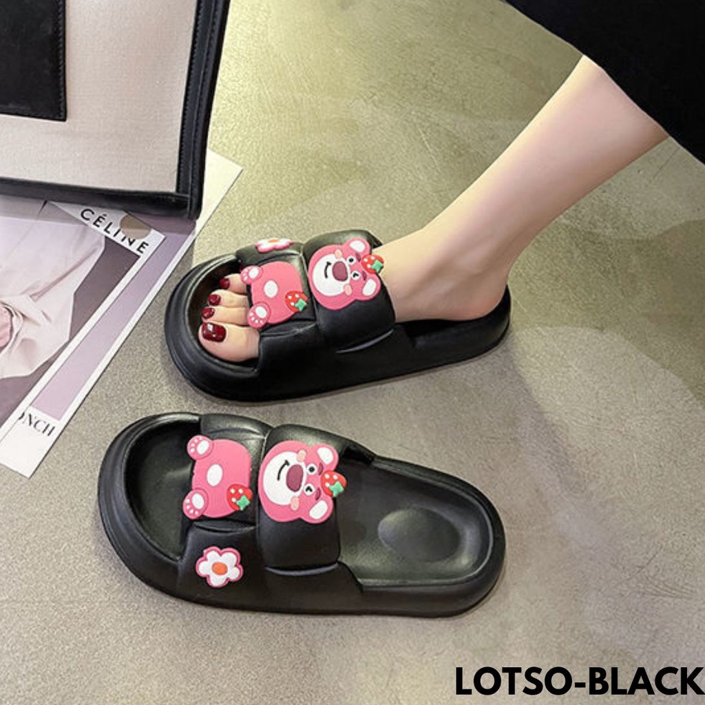 SANDAL WANITA SLIP-ON PRAKTIS EMPUK ANTI SLIP MUDAH DI BERSIHKAN FLEXIBLE BAHAN RUBBER IMPORT LOTSO