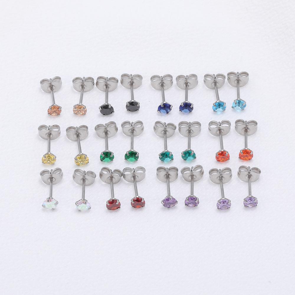 1set Multicolor Kristal Stainless Steel Stud Earrings Mutiara Bola Kristal Tulang Rawan Stud Earrings Helix Keong Tindik