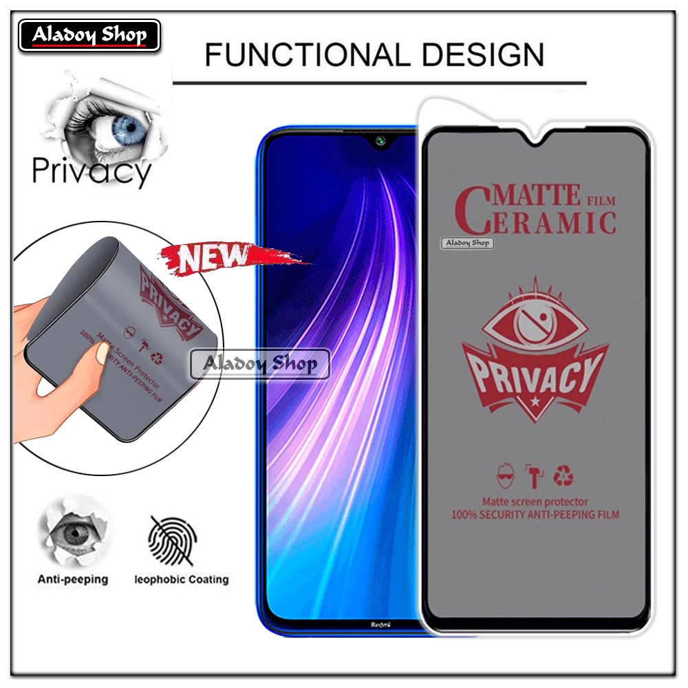 PAKET 2IN1 Anti Gores Privacy Xiaomi Redmi Note 8 + Tempered Glass Kamera