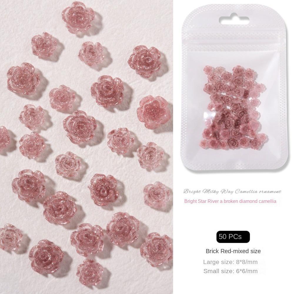 AUGUSTINA Agustina Bunga Dekorasi Kuku Fashion Jepang Resin Manicure Aksesoris Hiasan Kuku Ukuran Campur Perhiasan Kuku 3D
