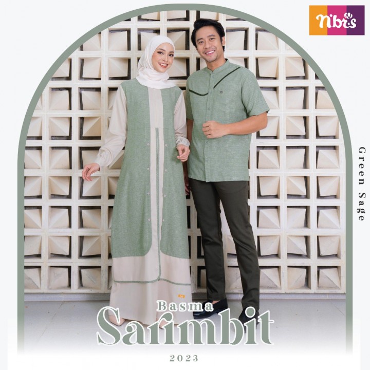 Sarimbit Basma Nibras Terbaru 2023 Green Sage / Fashion Muslim Couple Sarimbit Nibras / Baju
