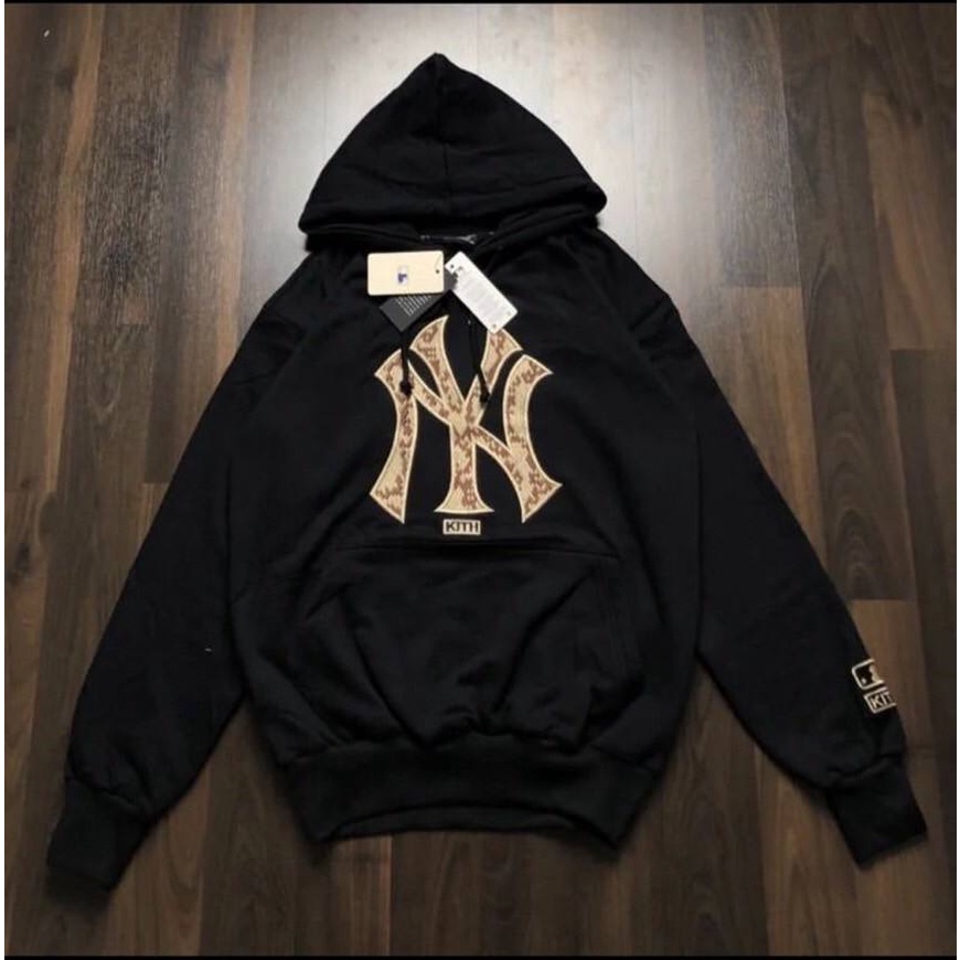 JAKET SWEATER HOODIE NY MLB CREAM BORDIR BATIK FULLTAG &amp; LEBEL PREMIUM (BESTSELLER VARIAN)