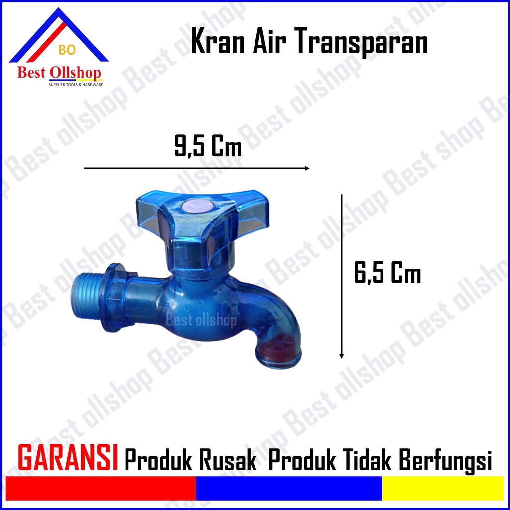 Keran Air Plastik Transparan 1/2 3/4 Inch / Kran Air Bening Baling Segi 3 / Kran Keran Tembok Baling Murah