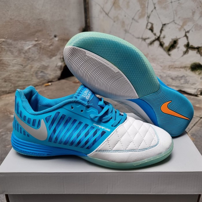 Sepatu Futsal Nike Lunar Gato2 Blue White Ic #Original