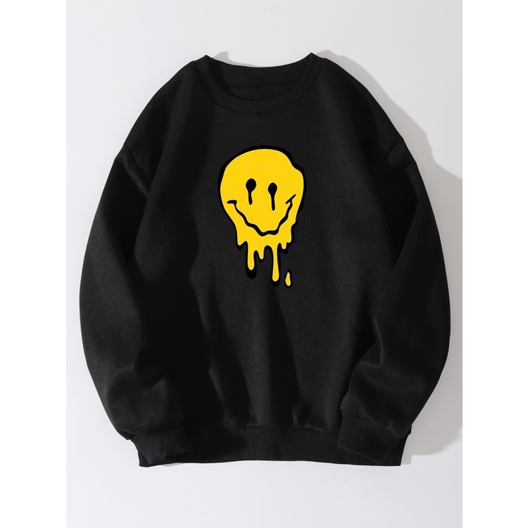 SMILE AND SAD Sweatshirt Basic II Sweater Crewneck Print DTF II Sz M - XL Anak &amp; Dewasa ( Pria &amp; Wanita )