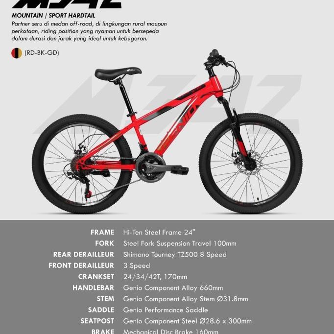 Sepeda Mtb 24 Inch Genio M 3412 New 24 Speed #Original