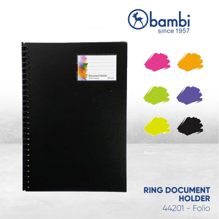 

BERMUTU Bambi Ring Document Holder 44201 FC Fluro Black Code 4961