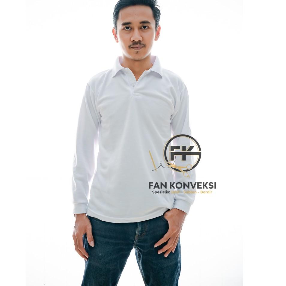 Murah Meriah Polo Shirt Lengan Panjang Putih Cowok Cewek / Polo Polos / Baju Polo Polos / Baju Serag