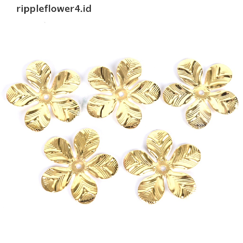 {rippleflower4.id} 50pcs/set Vintage Logam Bunga Kerawang Slice Ch Perhiasan Temuan Kerajinan DIY~