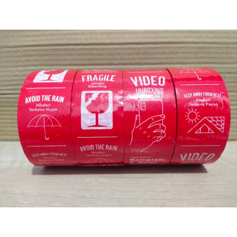 

Lakban Video Unboxing FRAGILE Merah Jangan Dibanting 45mm x 100yard 2" x 100 YARD