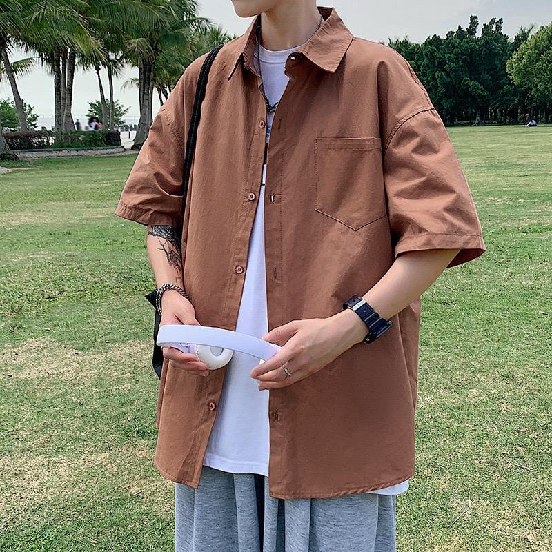 Amspro - Kemeja Oversize Pria Kemeja Polos Kemeja Pria Atasan Pria Ov-09