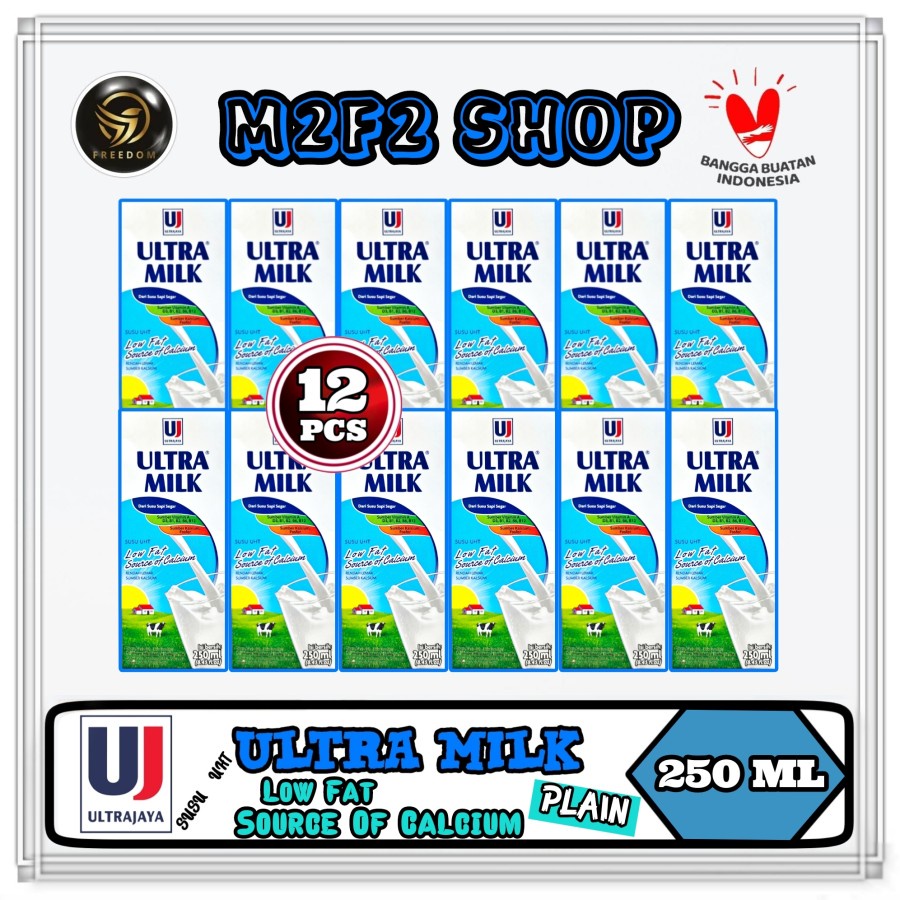 

Susu Ultra Milk Rasa Low Fat Source of Calcium Kotak UHT | Plain - 250 ml (Kemasan 12 Pcs)