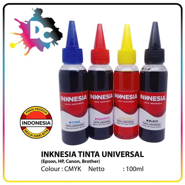 TINTA REFILL ISI ULANG 100ML PRINTER HP CANON EPSON BROTHER INKNESIA ORIGINAL BEST QUALITY