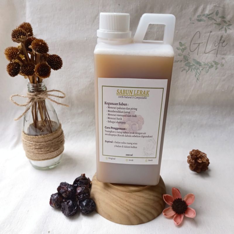 Sabun Lerak Cair Soapnuts 1000ml, Sabun Batik Lerak Alami Natural
