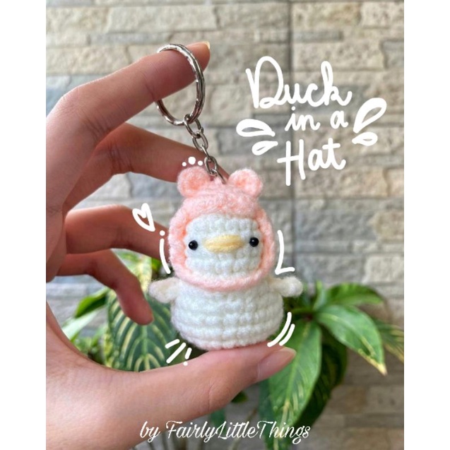 Duck in a Hat Keychain/Crochet Duck with Hat Keychain/Gantungan Bebek/Duck Crochet Keychain/Gantunga