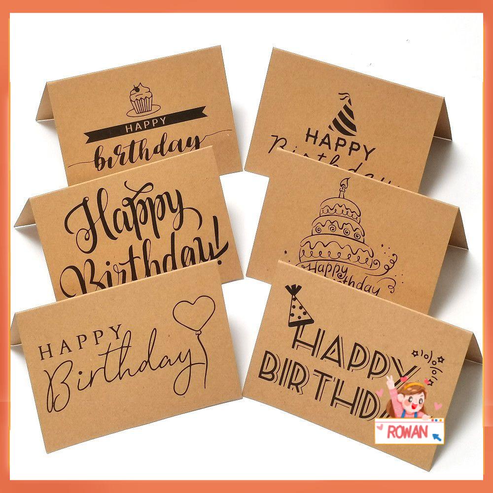 R-flower 10pcs Birthday Card Occasion Gift Best Wishes Happy Birthday Kertas Kraft