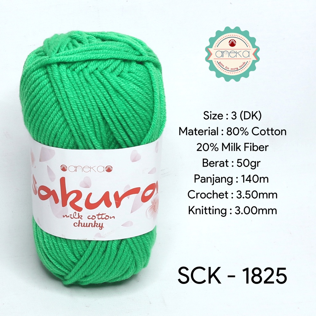 Benang Rajut Katun Susu Sakura Milk Cotton Chunky - 1825