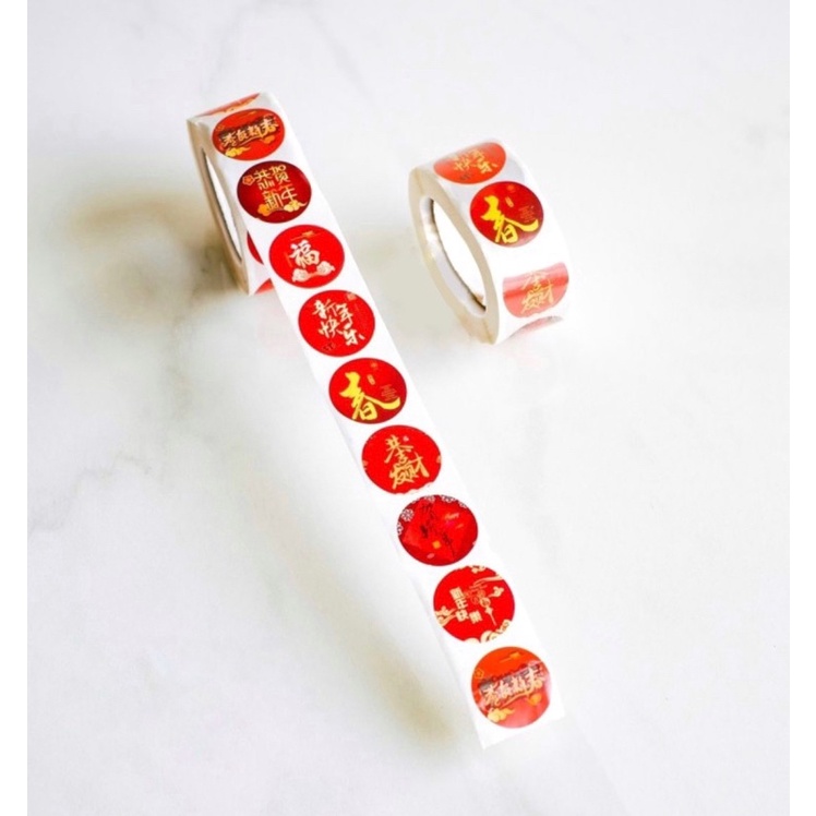 

sticker imlek cny roll 500pcs, sticker hiasan sincia chinese new year
