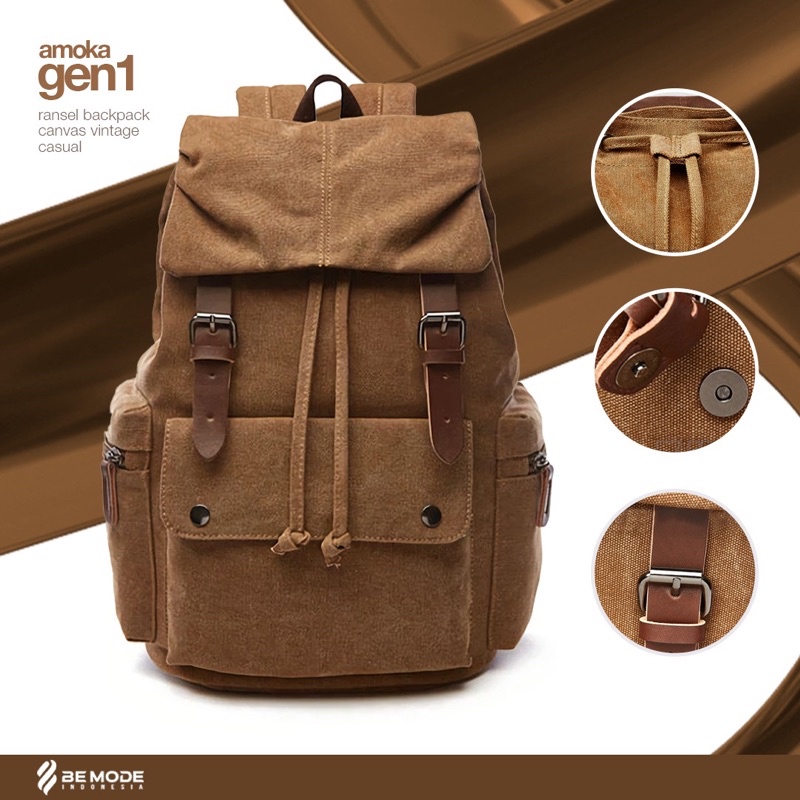 Tas Ransel backpack Canvas vintage old school casual - Amoka gen 1 – Langford