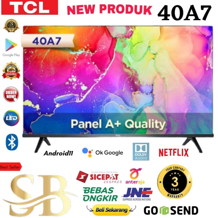 TCL LED TV 40 inch 40A5 SMART ANDROID 9.0 FULL HD BLUETOOTH NEW 2020 CUCI GUDANG
