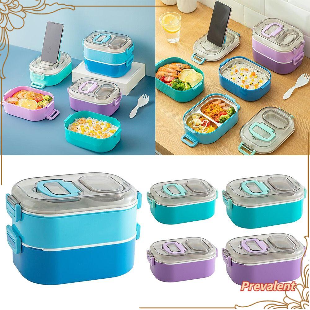 Preva Lunch Box Microwavable Untuk Pelajar Pekerja Kantor Dengan Sendok Wadah Makanan