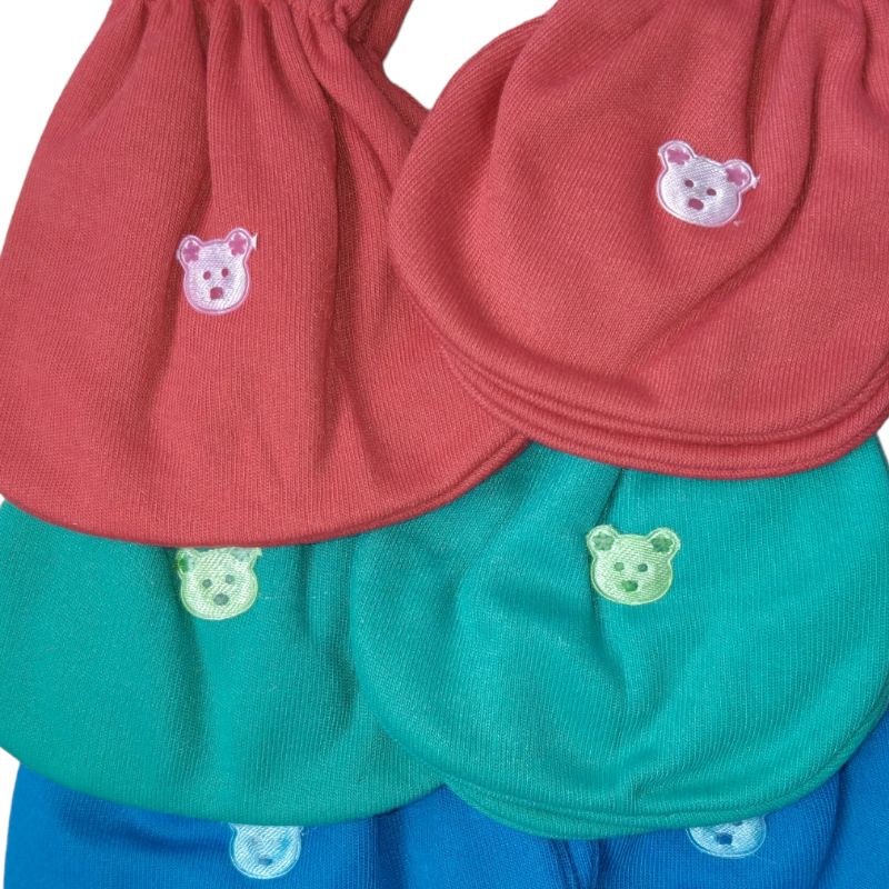 3 Set Sarung Tangan Kaki Bayi Baru Lahir Warna Polos Rainbow