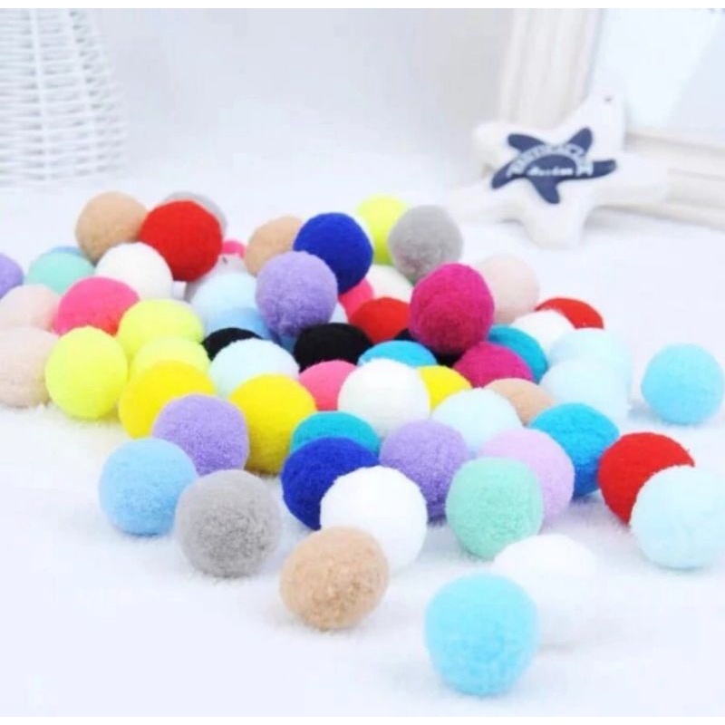 Pom pom bola bulu mainan kucing mini tikus ball cat toys